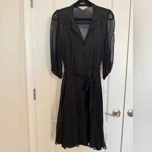 NWT Nanette Lepore Elegant Black Button-Down Midi Dress with Black Slip size 8